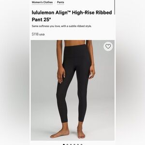 Lululemon align 25” high rise RIBBED black leggings
